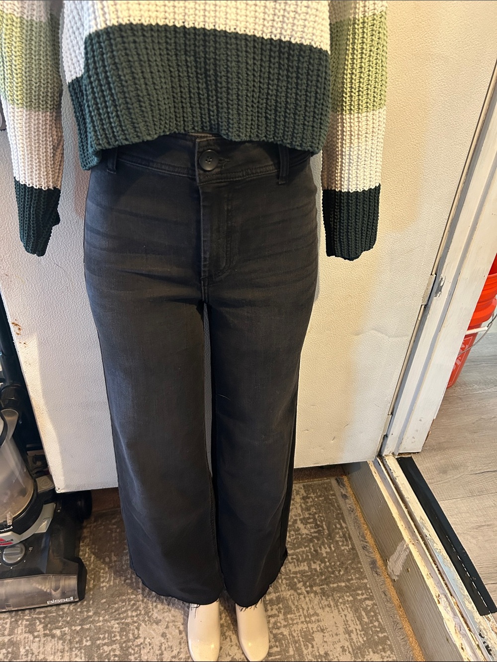 Oat New York High-Rise Wide Leg Jeans in Washed Black